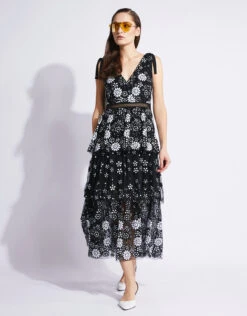 SELF PORTRAIT Self-Portrait Starlet Deco Sequin Tiered Midi Dress -Gani Clothing Shop 80196