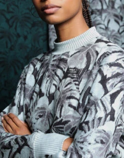 Twenty Montreal Monstera Hyper Reality Cropped Knit Sweatshirt