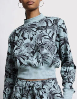 Twenty Montreal Monstera Hyper Reality Cropped Knit Sweatshirt -Gani Clothing Shop 824520