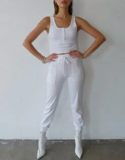 The Range Alloy Rib Cropped Henley Tank