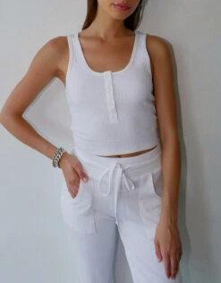 The Range Alloy Rib Cropped Henley Tank -Gani Clothing Shop 930665